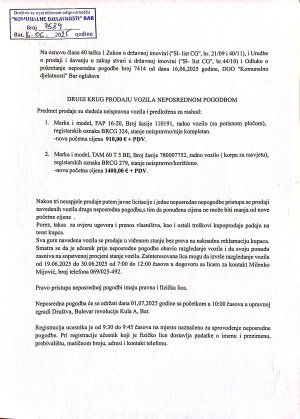 Prodaja vozila neposrednom pogodbom drugi krug